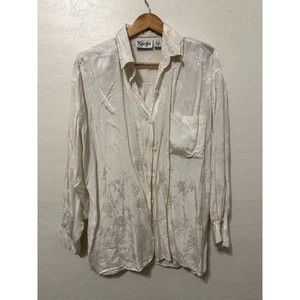 Red Hot Womans Vintage Floral Button Up Top Size 18 Old Money Quiet‎ Luxury